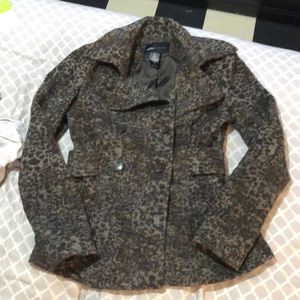 Moda International leopard pea coat